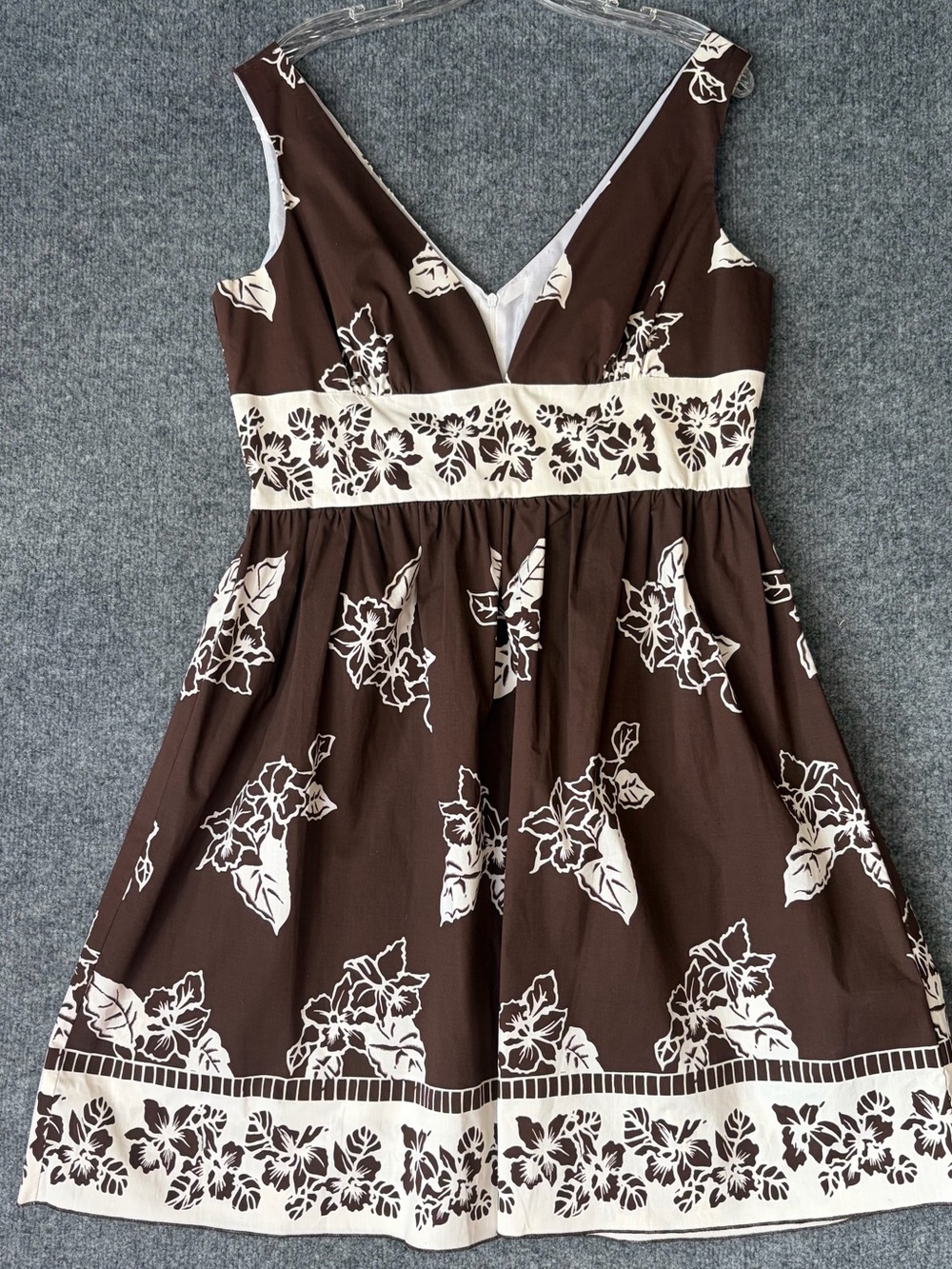 Alyn Paige Floral Midi Dress Womens 6 Brown Cream V-Neck Sleeveless Fit & Flare